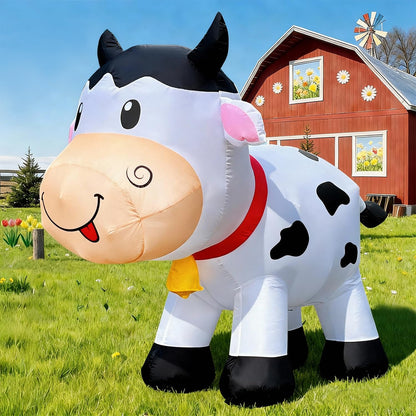 DomKom 6FT Cow Inflatables Christmas Spring, Farm Ranch Blow up Animals Cute Dairy Cattle,Decorations Outdoor Yard Built-in LED Lights Big Large Highland Highlander Decor Party Lawn Holiday Outside
