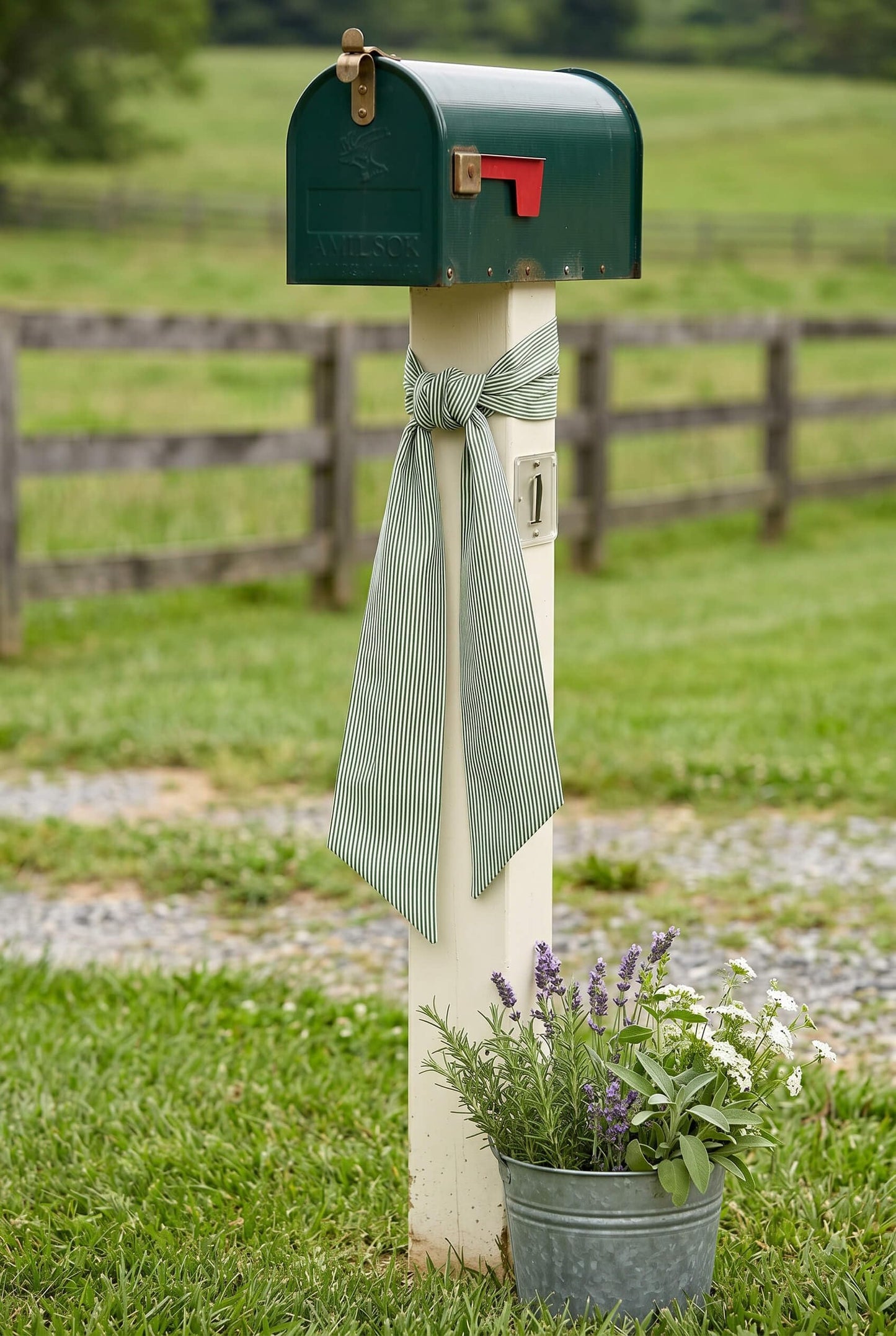 Kutyndrix Green and White Striped Wreath Sash 2 Pack for Front Door, 5.12" x 54.33" Each Spring St Patricks Easter Door Ribbon Decorations Set