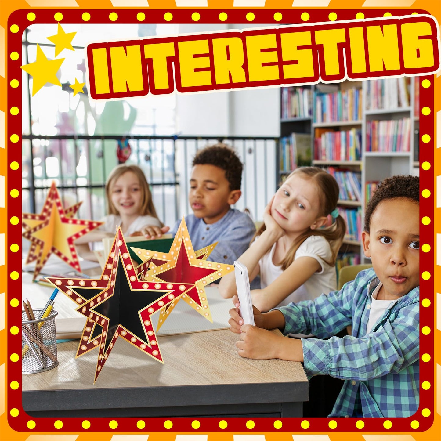 Weekgrat 18 Pcs Large Star Centerpieces for Movie Night Party Decorations 12inch 3D Movie Party Supplies Star Decorations Red Carpet Film Show Theme Birthday Back to School Table Decor