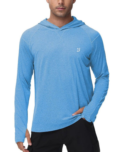 Long Sleeve Sun Shirts for Men - UPF 50+ UV Protection Hoodie Shirt for Fishing Swim Rash Guard Beach Running Workout