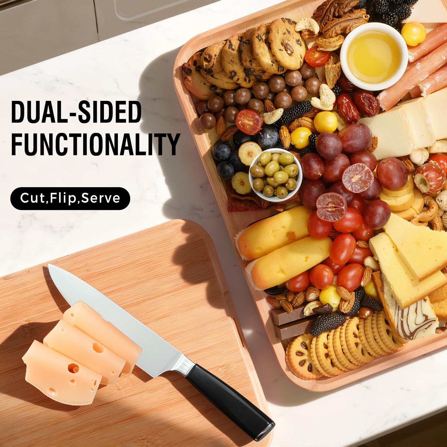 Renmxj Charcuterie Board with Clear Lid, Travel Portable Cheese Board Charcuterie Box Cutting Boards for Kitchen, Picnic and Party, House Warming Gifts New Home (Black, 6 Compartments)