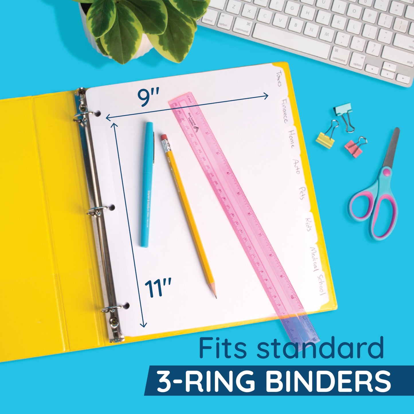 Blue Summit 8 Tab Dividers for 3 Ring Binder, Reinforced Edge, 1/8 Cut, Letter Size, Binder Dividers 8 Tab Bulk for Notebooks, White Index Divider, 12 Sets, 96 Pack
