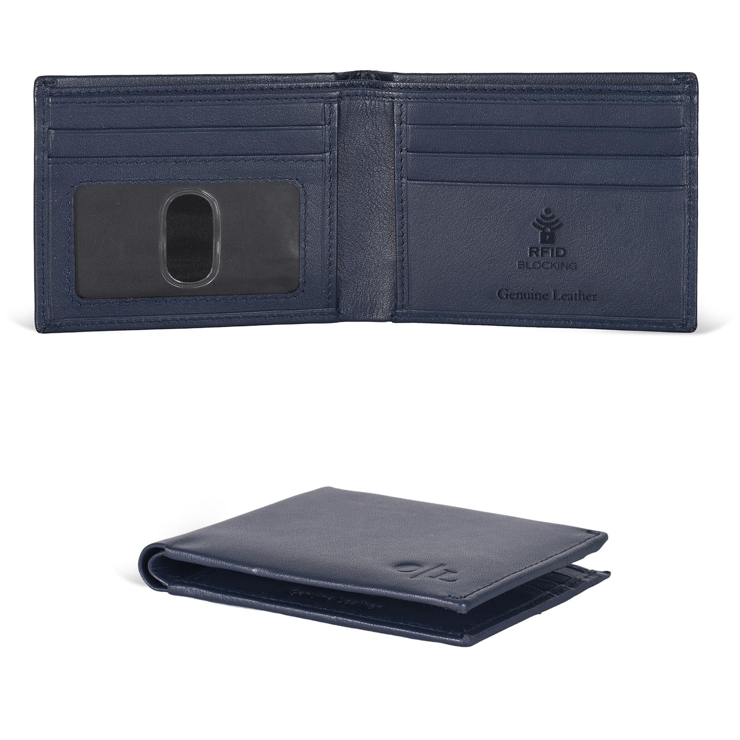 Oak Leathers Slim Leather Wallet for Men - RFID Blocking Slim Minimalist Front Pocket - Thin & Stylish with ID Window, Gift For Men(Orion Blue)