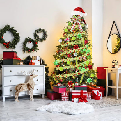 Halfchet 43 Pcs Christmas Tree Hanging Decorations Xmas Tree Ornaments Holiday Mini Pendants Ribbon Candy Red White and Green Hanging Ornaments for Party Decoration