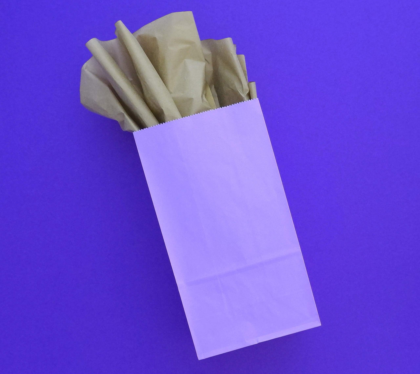 Partay Shenanigans Party Favor Bags - 50 Pack Kraft Paper Goodie Gift Lunch Treat Bags - Party Supplies for Theme Kids Birthday - 5"x3"x9" (Lavender Purple)