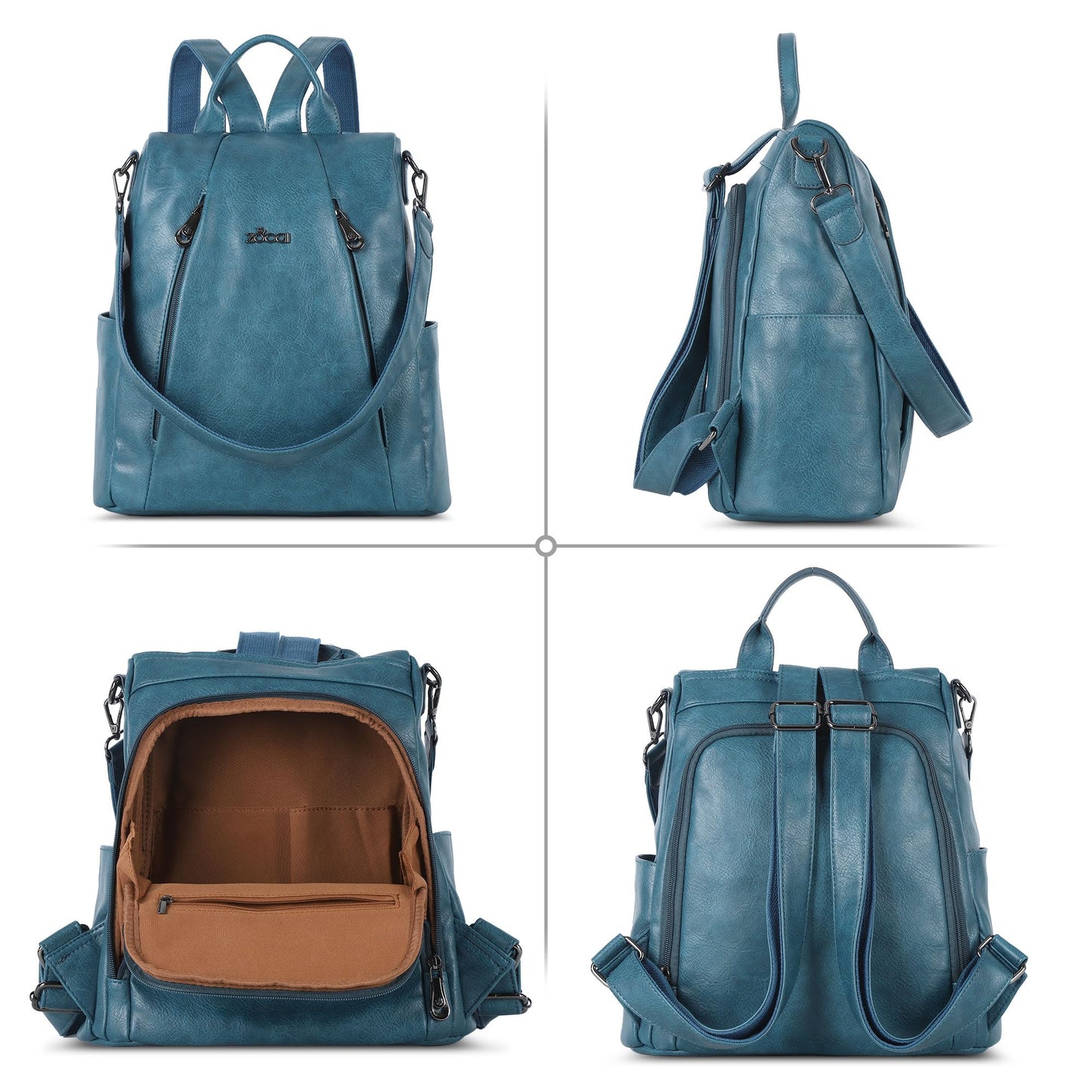 ZOCAI Backpack Purse for Women Medium Anti-Theft Backpacks Purses Design Leather Shoulder Bags with Removable Strap