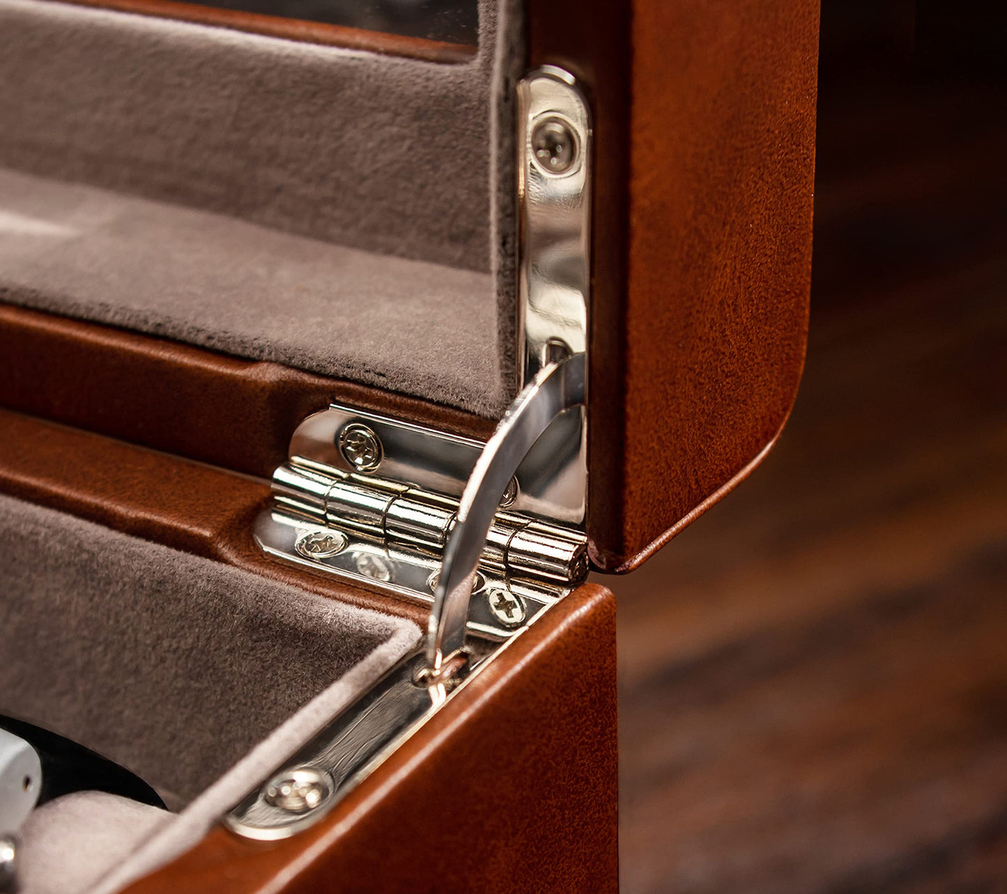 BEERUST Watch box organizer for men - Leather watch case - Luxury watch box - For large mens wrist watches - Mens jewelry box organizer - Watch case - With valet drawer - Watch display case