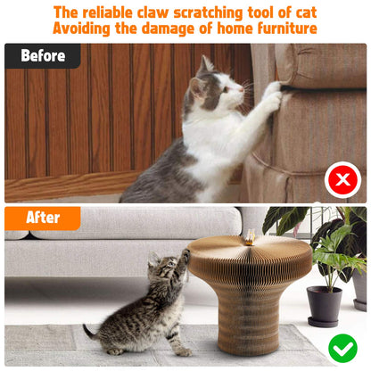 Koimsec Collapsible Cat Scratcher Lounge, Cardboard Cat Bed, Corrugated Pet Scratcher Pad, Round Cat Scratching Bed Nest for Indoor Big Large Kitty Kitten Cats