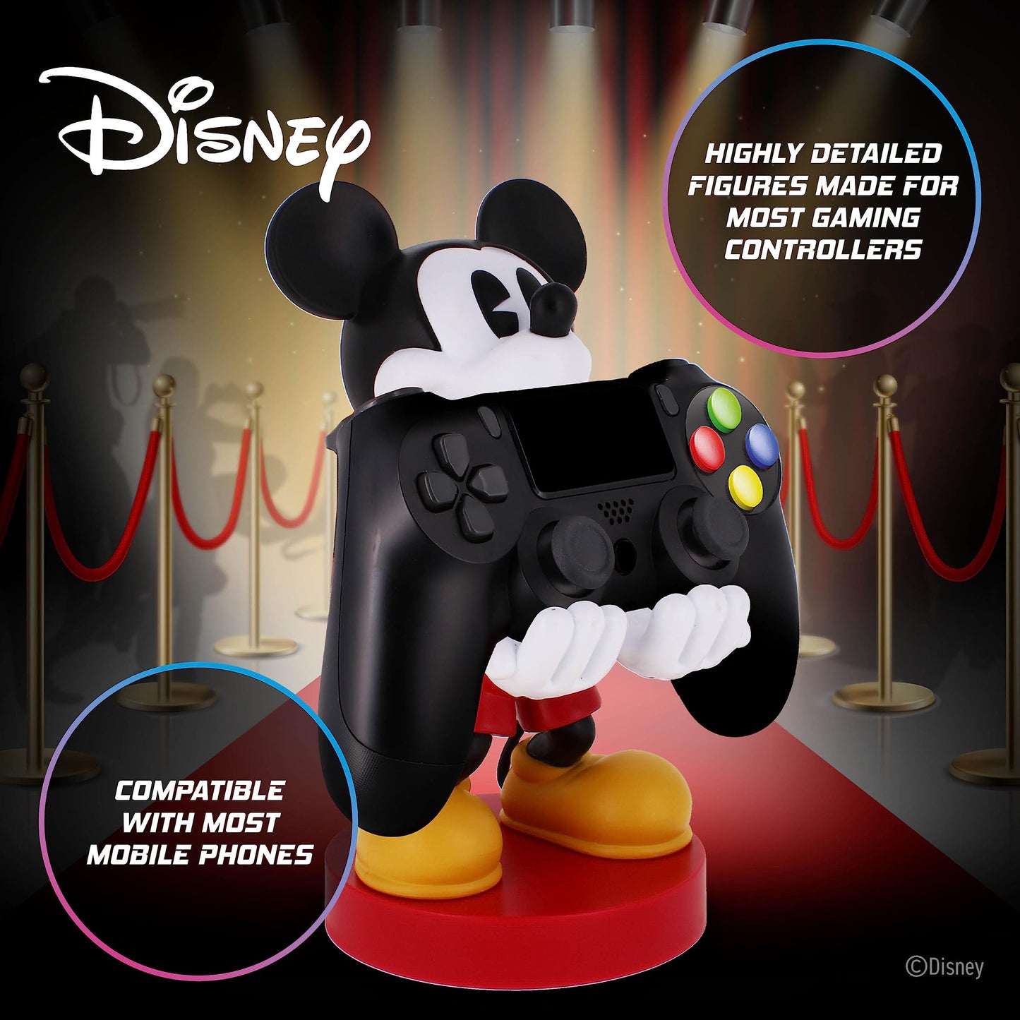 Cableguys Disney Mickey Mouse Controller Holder & Phone Stand - Gaming Setup Accessories for Desk and Game Room, Controller Stand Compatible with Xbox, PlayStation & Most Standard Game Controllers