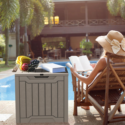 YITAHOME 31 Gallon Outdoor Storage Deck Box, Waterproof Resin Package Delivery and Storage Box with Lockable Lid for Patio Furniture Cushions, Pool Accessories, Garden Tools, Taupe