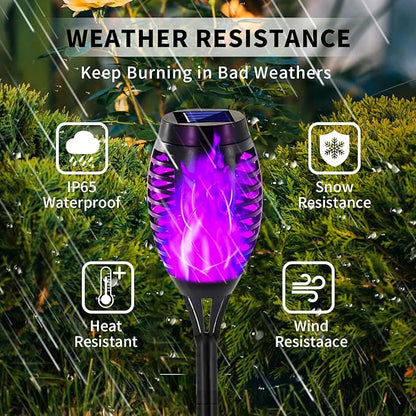Swingers Solar Lights Outdoor,Halloween Solar Torch Lights with Flickering Flame,Waterproof Outdoor Garden Lights for Outside Patio Pathway Yard Decorations(12, Purple)