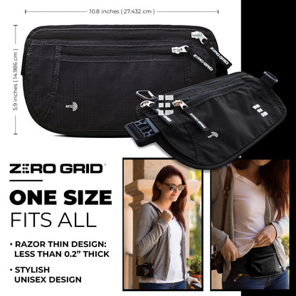 Money Belt for Secure Travel - RFID Blocking Slim Passport Holder - Hidden Waist Pouch for Cash, Credit Cards, Documents - Concealable Under Clothes, Water-Resistant Travel Belt for Men and Women