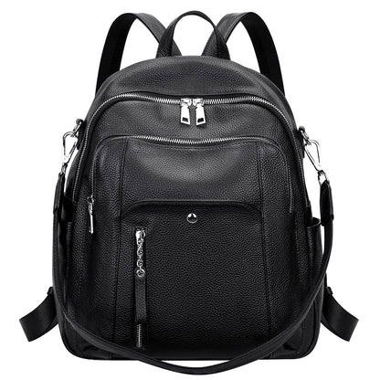 ALTOSY Fashion Genuine Leather Backpack Purse for Women Shoulder Bag Casual Daypack Medium(S9 Black New)