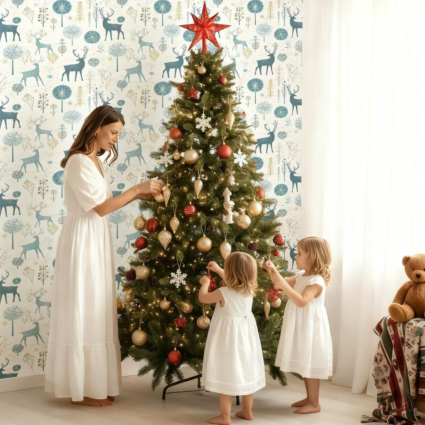 Kitico Peel and Stick Wallpaper – Self Adhesive Wall Paper for Walls, Waterproof Removable Contact Paper Roll for Everyday Home Décor & Christmas Gift Wrap Roll 17.7"x196.8"