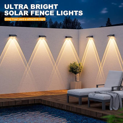 NIORSUN Solar Fence Lights,8 Pack Deck Light,Led Lights Warm White Outdoor Wall Lights,IP45 Solar Powered Light Waterproof for Backyard/Pool/Railing/Patio/Porch/Step/Outside/Garden (Black)