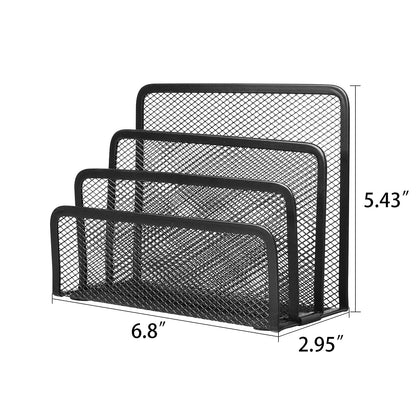 wishacc Desk Mail Organizer Small File Holders Letter Organizer Metal Mesh Document/Filing/Folders/Paper Organizer for Desktop