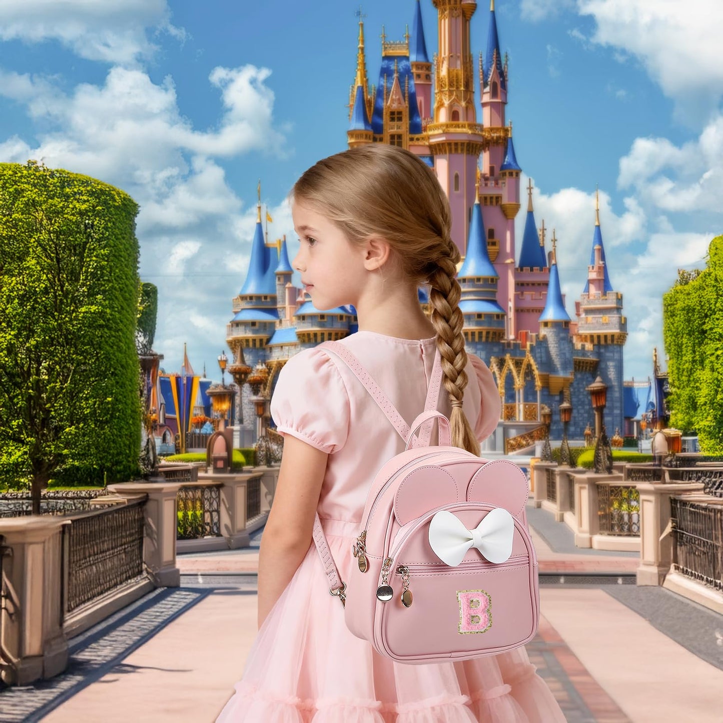 VLJTM Birthday Gift for 2 3 4 5 6 7 8 9 10 Year old Girls Personalized Initial Toddler Mini Backpack Purse for Kids-Pink-B
