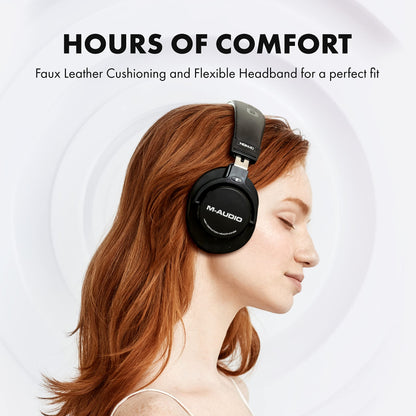 M-AUDIO HDH40 - Over Ear Studio Headphones with Closed Back Design, Flexible Headband and 2.7m Cable for Studio Monitoring, Podcasting and Recording