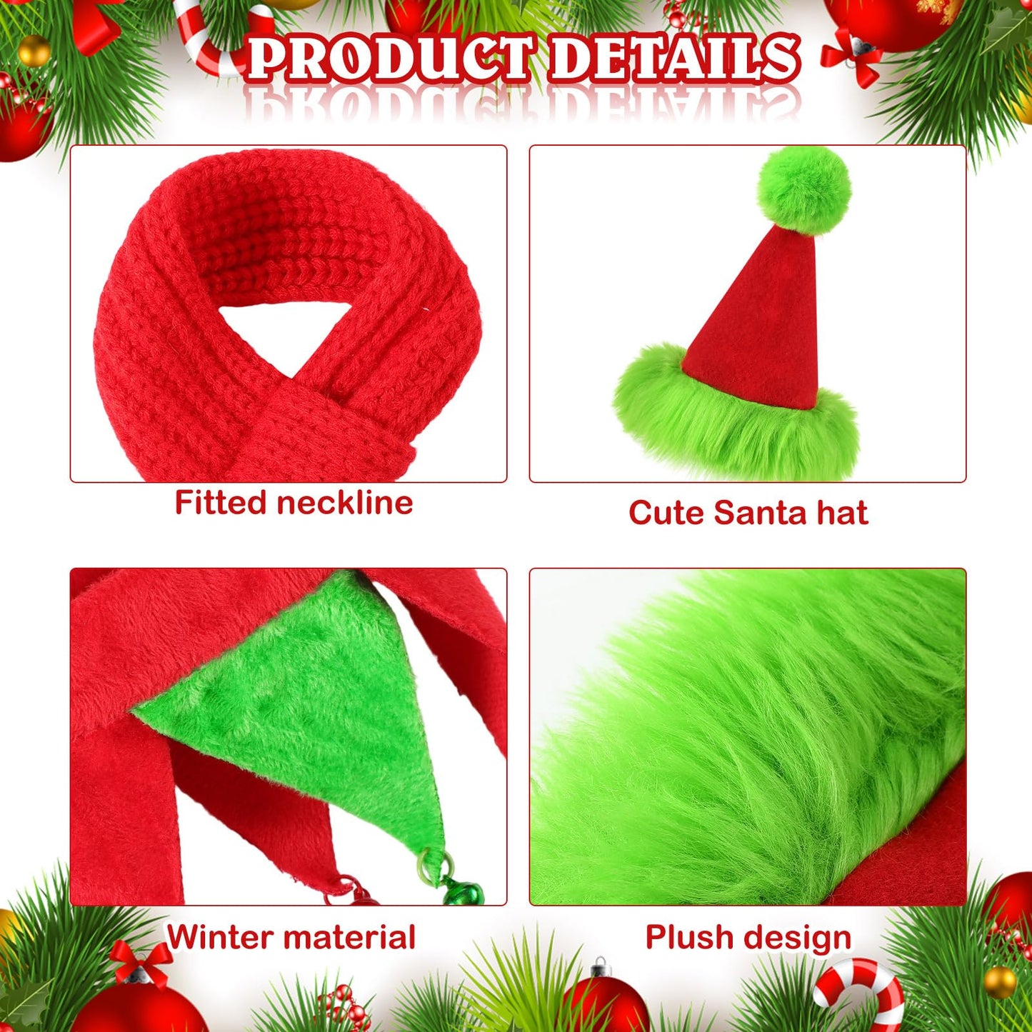 Dansydaisy 2 Set Christmas Porch Goose Outfits Santa Goose Clothes Xmas Hat Scarf for Cement Duck 23"/ 17'' Lawn Garden Christmas Party Patio Yard Outdoor (Playful)