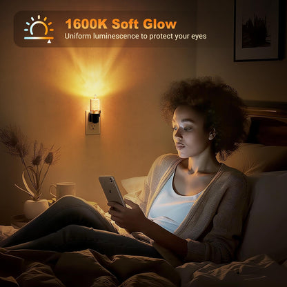 JandCase LED Night Light, Dimmable Night Lights Plug into Wall, Modern Nightlight with Auto On Off Light Sensor, 3000K Soft White Night Light 0-100LM Brightness for Bathroom Hallway Bedroom Decor