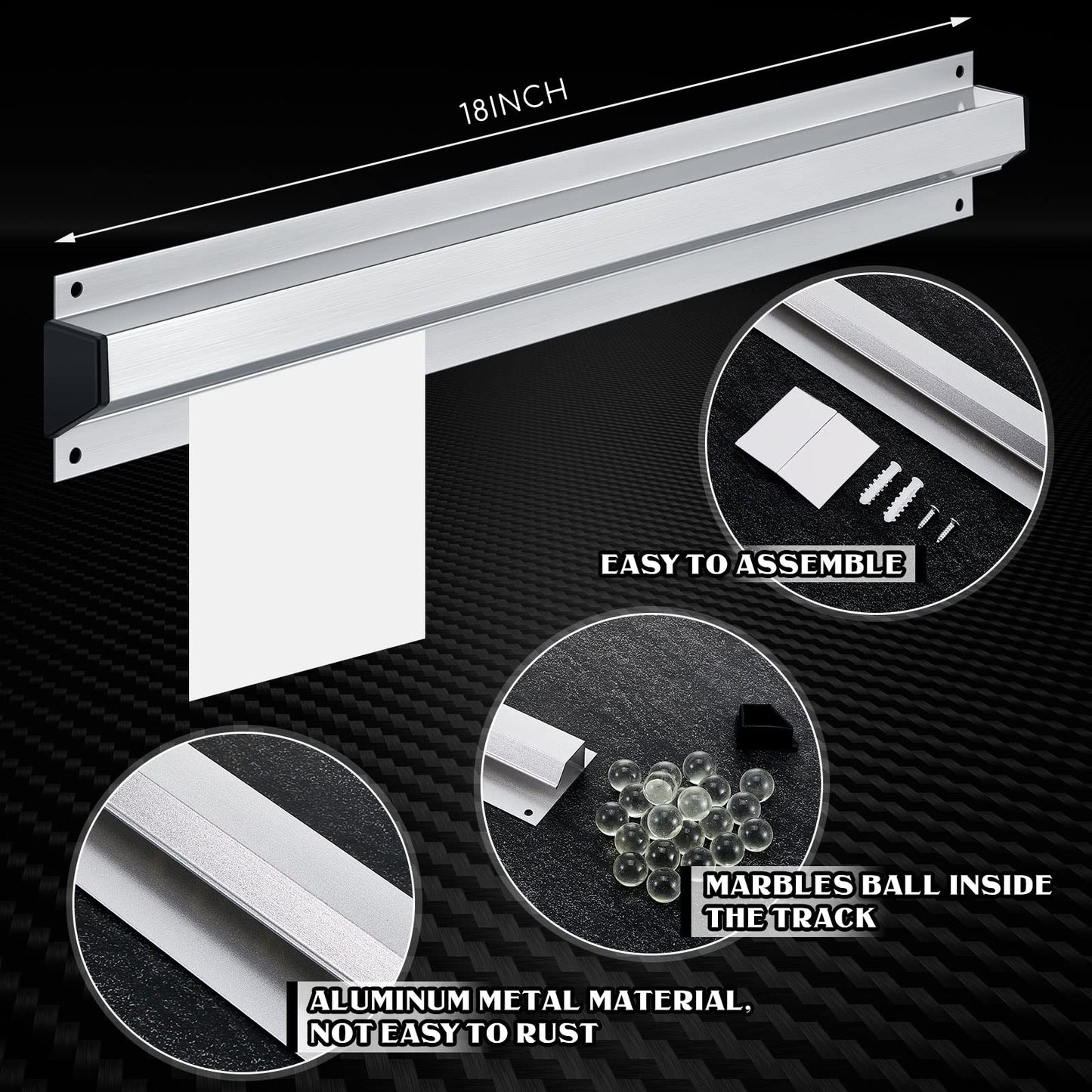 Henoyso 2 Pcs Restaurant Ticket Holder 16/18/24/28/30/32/40/44" Slide Check Rack Receipt Holder Aluminum Silver Order Ticket Rack for Commercial Kitchen Office Cafes Pubs Bar(18 Inch,No Slot)