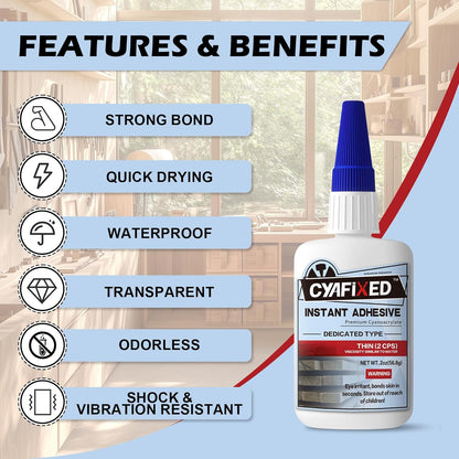 Professional Grade Cyanoacrylate Super Glue, Super Thin Viscosity CA Glue for Woodworking, 2 oz. (56.8 Grams) - Instant Adhesive for Woodturning, Pen Turning, Finish & Hobby