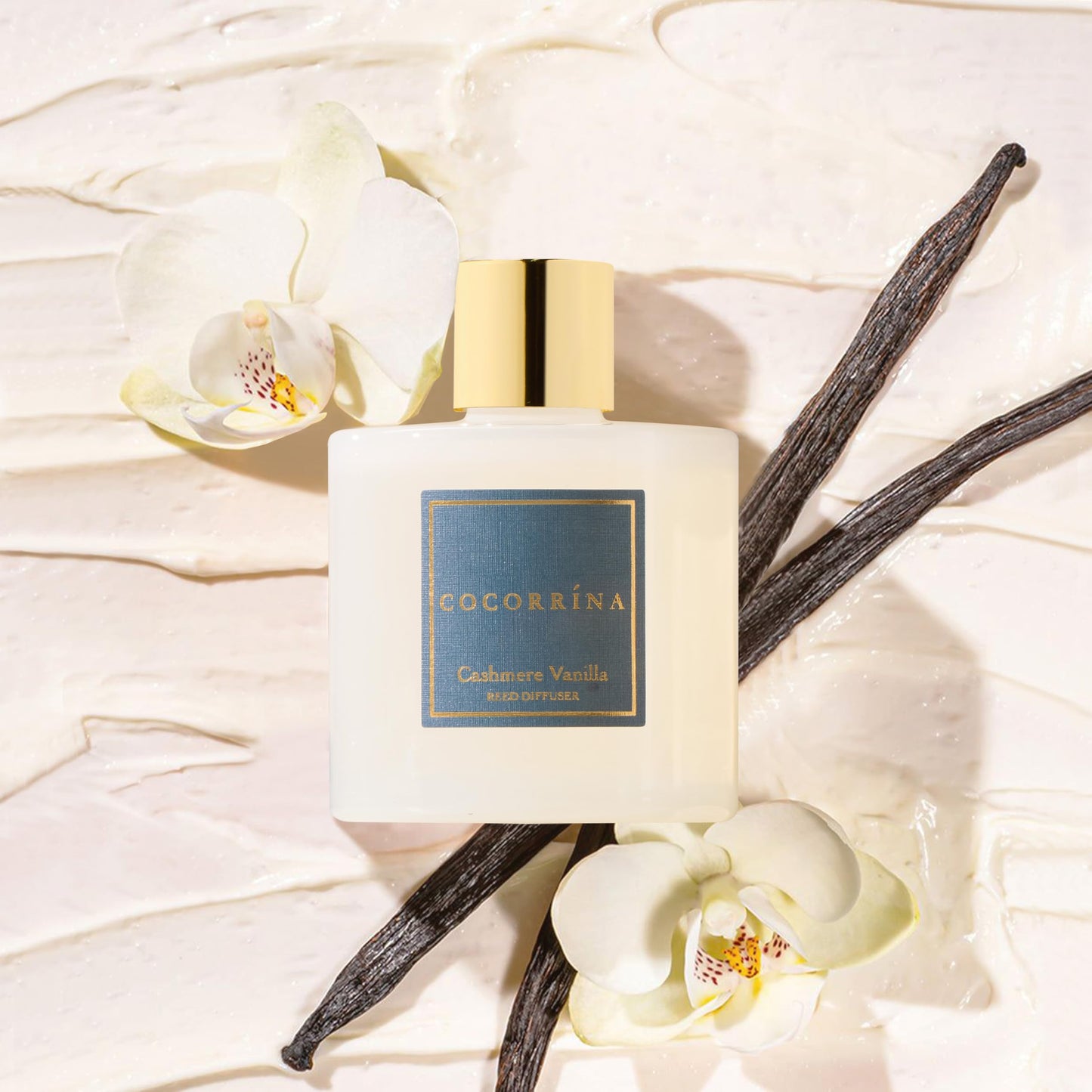 COCORRÍNA Reed Diffuser - Cashmere Vanilla 6.7 fl oz Reed Diffuser for Bedroom Bathroom Home Décor