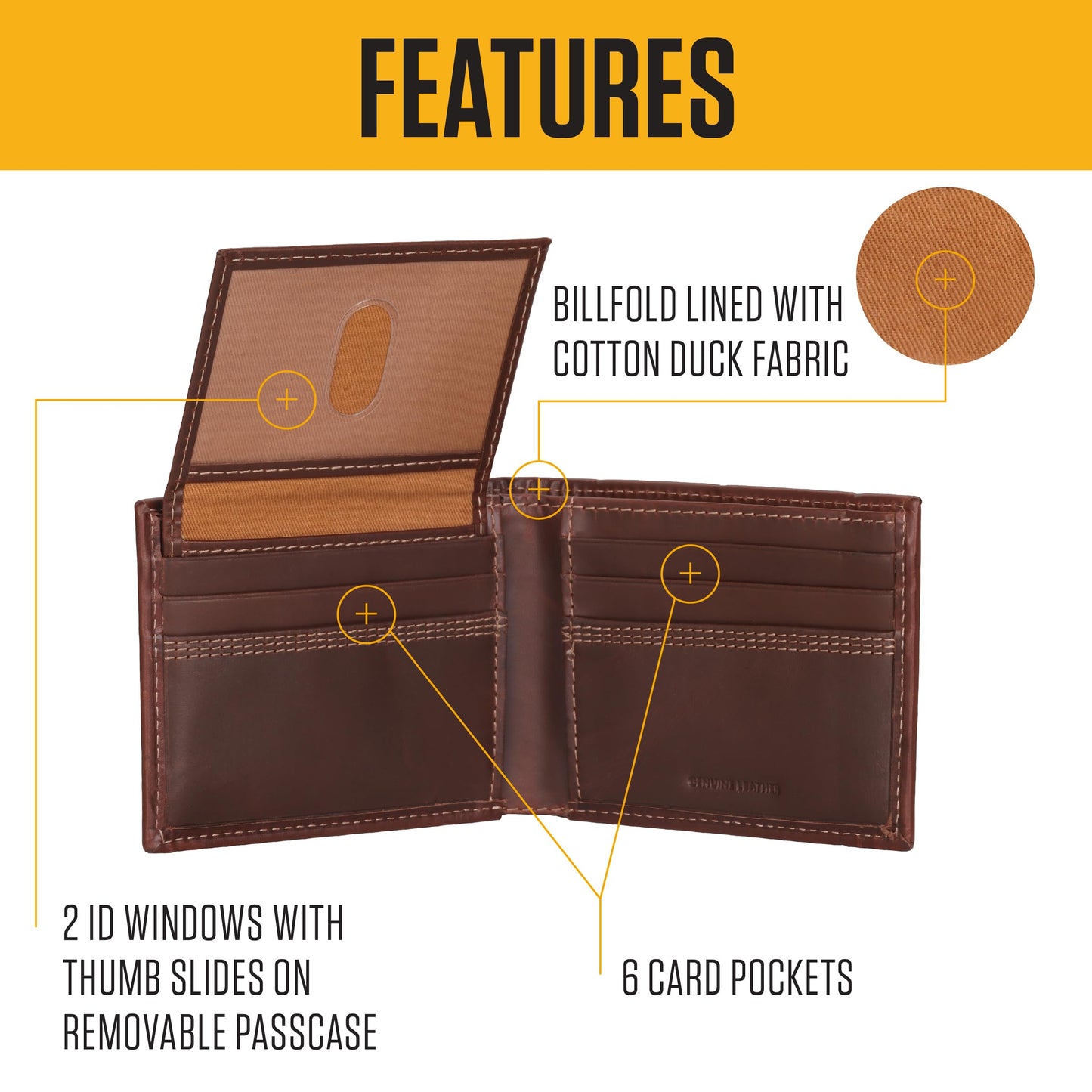 Carhartt Men’s Leather Triple Stitch Wallet, Durable Full-Grain Leather Bifold, Trifold & Rodeo Styles, Gifts for Men