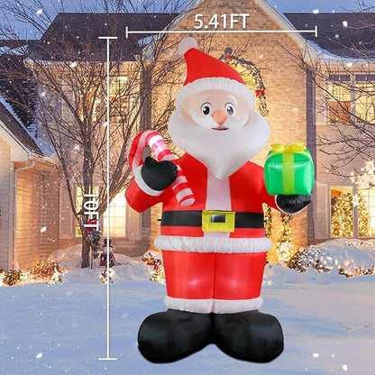 MUMTOP 10FT Tall Christmas Inflatables Outdoor Decorations, Giant Inflatables Santa Claus with Candy Cane Blow up Yard Decoration Built-in LED Lights for Outdoor Party Holiday Decor