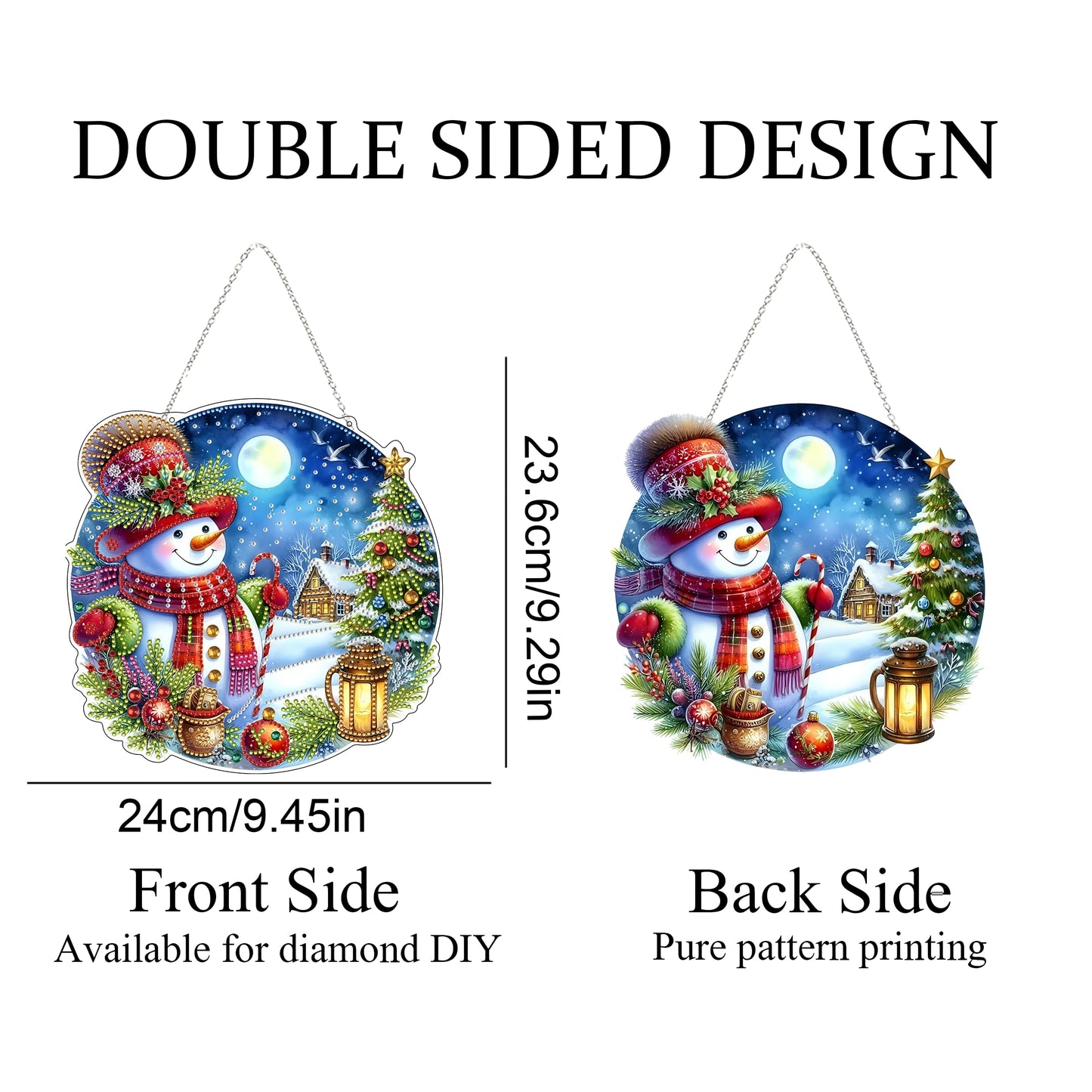 DIY Acrylic Diamond Art Painting Wreath Kits Special Shaped Rhinestone 5D Diamond Art Window Pendants Home Garden Wall Hanging Kits Hanging Ornament (Christmas Snowman-2)
