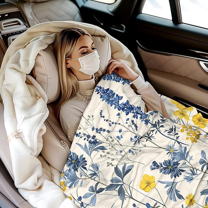 Vintage Wildflower Blanket Gfits for Women Men Kids Botanical Throw Blankets Soft Lightweight for Home Decor Couch Bed Sofa 50x60 Inches