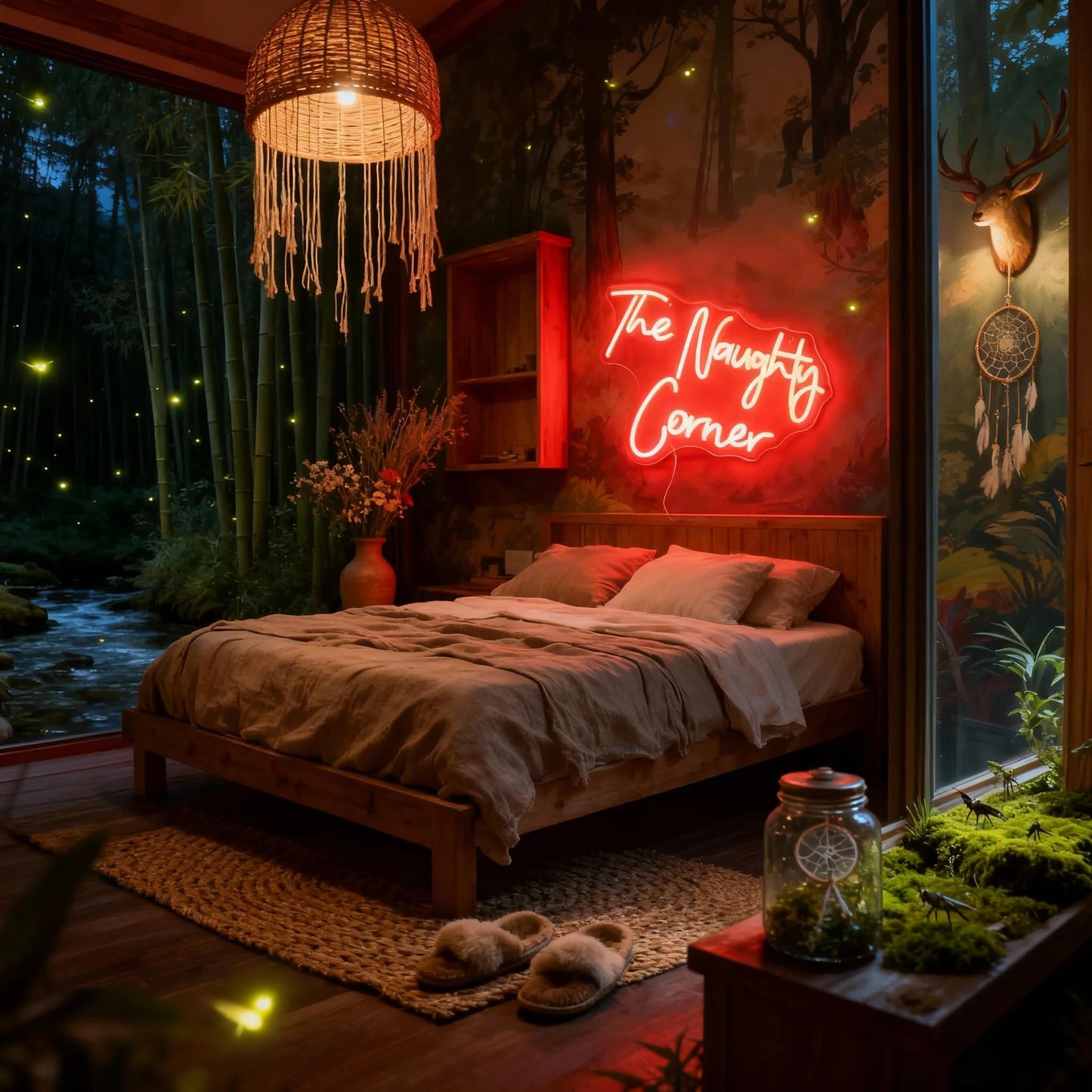 QiaoFei LED "The Naughty Corner" Neon Sign Word/Letters USB Powered Neon Lights for Girls Room Home Bar Art Wall Decor Party Window Living Room Decor Birthday Christmas' Gift(Red)