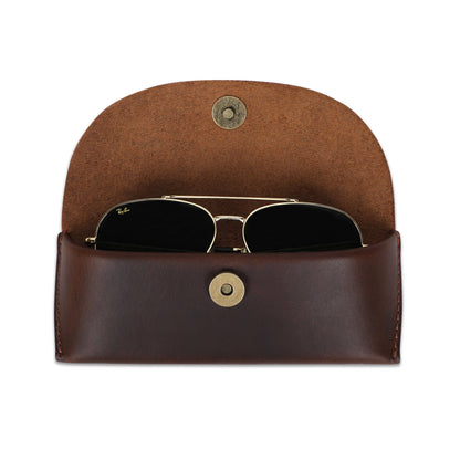 TheAntiq Brown Leather Sunglasses Case - Vintage Eyeglass Holder with Belt Loop, Handcrafted Eyeglasses Case, Slim & Flexible Sunglasses Holder - Leather Sunglass Eyeglass Cases for Men & Women