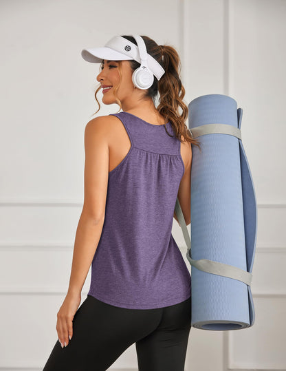 PINSPARK Workout Tank Tops Woman Racerback Yoga Top Pack Loose Fit Sleeveless Gym Shirt Running Athletic Tanks XL