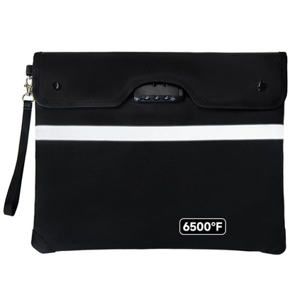 Upgraded 6500°F Fireproof Document Bag with Lock, Waterproof 9-Layer Heat Insulated | Dual-Liner Card Slot Money Bag with Zipper/Reflective Strip for Passport, Important Paper, Cash(15 x 12In)