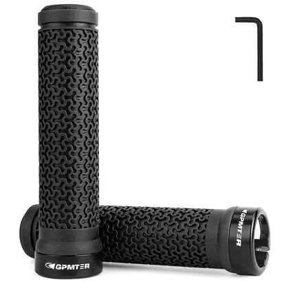GPMTER Bike Handlebar Grips, Single Lock-on Bicycle Grips Handle Bar End Holding Locking for BMX, Mountain, MTB, Cruiser, Folding Bike, Soft Non-Slip-Rubber Rubber Hand Grip Black