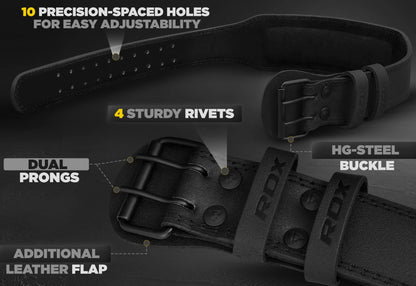 RDX Weight Lifting Belt Gym Fitness, Cowhide Leather, 4” 6” Padded Lumbar Back Support, 10 Adjustable Holes, Weightlifting Powerlifting Bodybuilding Deadlift Squat Workout Strength Training, Men Women