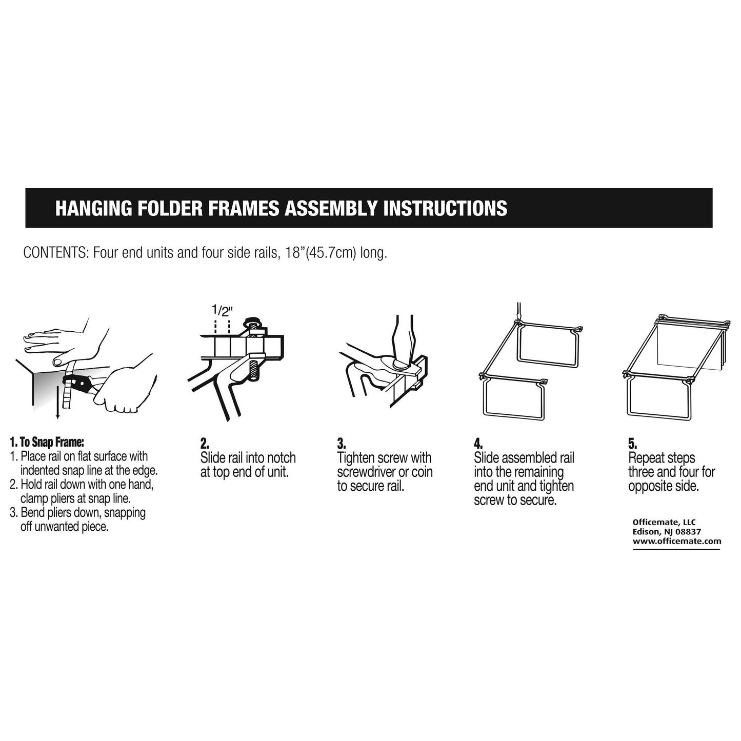 Officemate Hanging File Frame, Letter Size (Fits 24″–27″), Adjustable Heavy-Duty Steel File Drawer Organizer for Desks, Cabinets & Shelves, Set of 2 (91999)