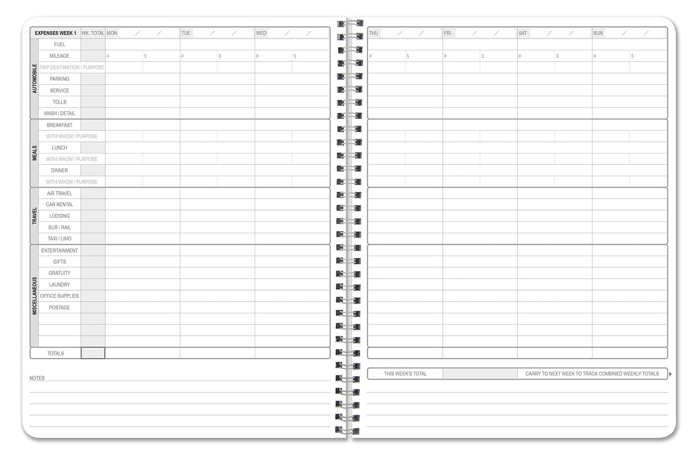 BookFactory Business Expense Log Book Expense Tracking Ledger Logbook Journal Receipt Organizer 100 Pages 8.5''x11'' Wire-O (Made in USA)