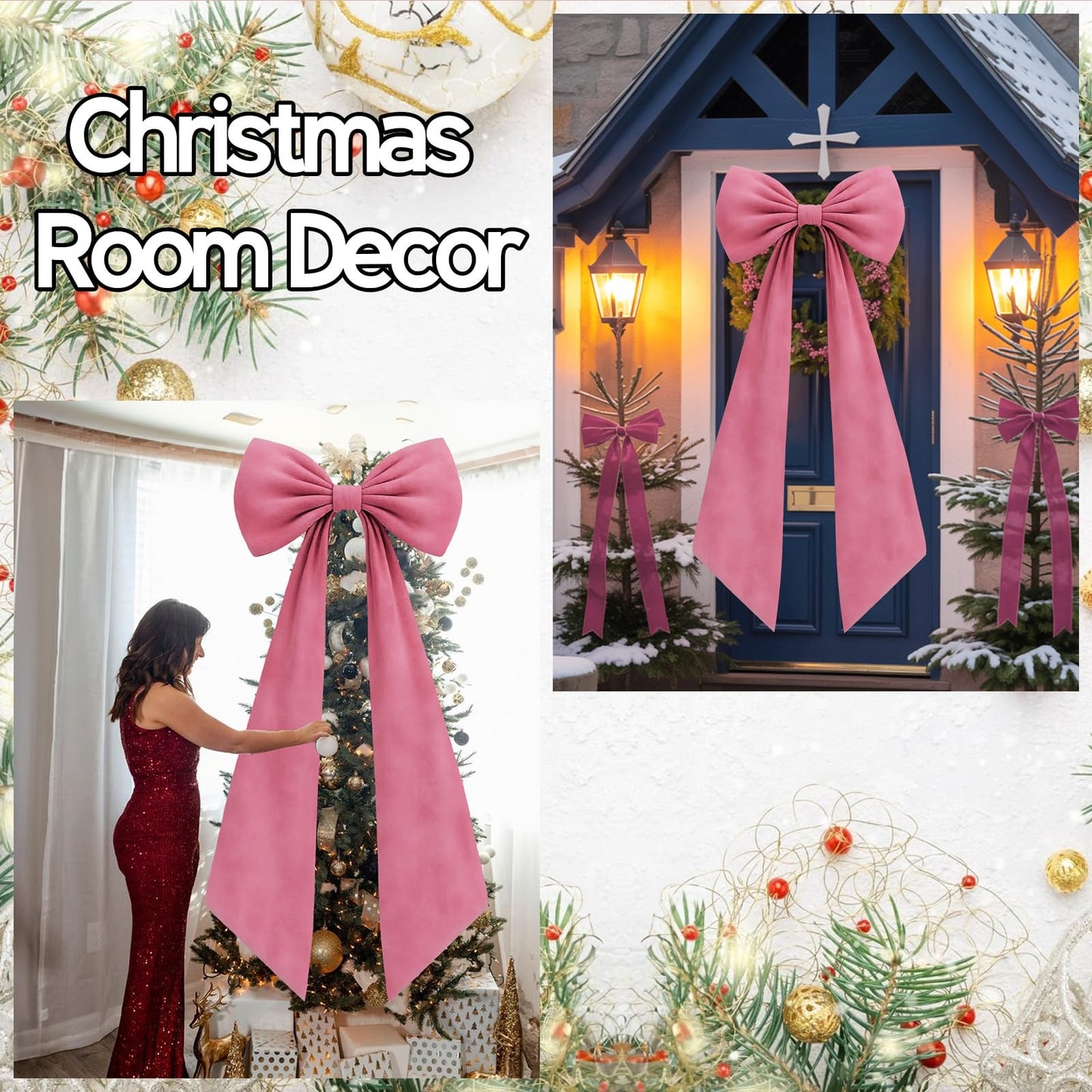 Froova Big Pink Bow Decor 50x20 Inch Coquette Birthday Decorations, Large Giant Velvet Coquette Room Wall Decor Bridal Shower Wedding Girl Just Want to Be One (Heavyweight Velvet, Shaping Process)