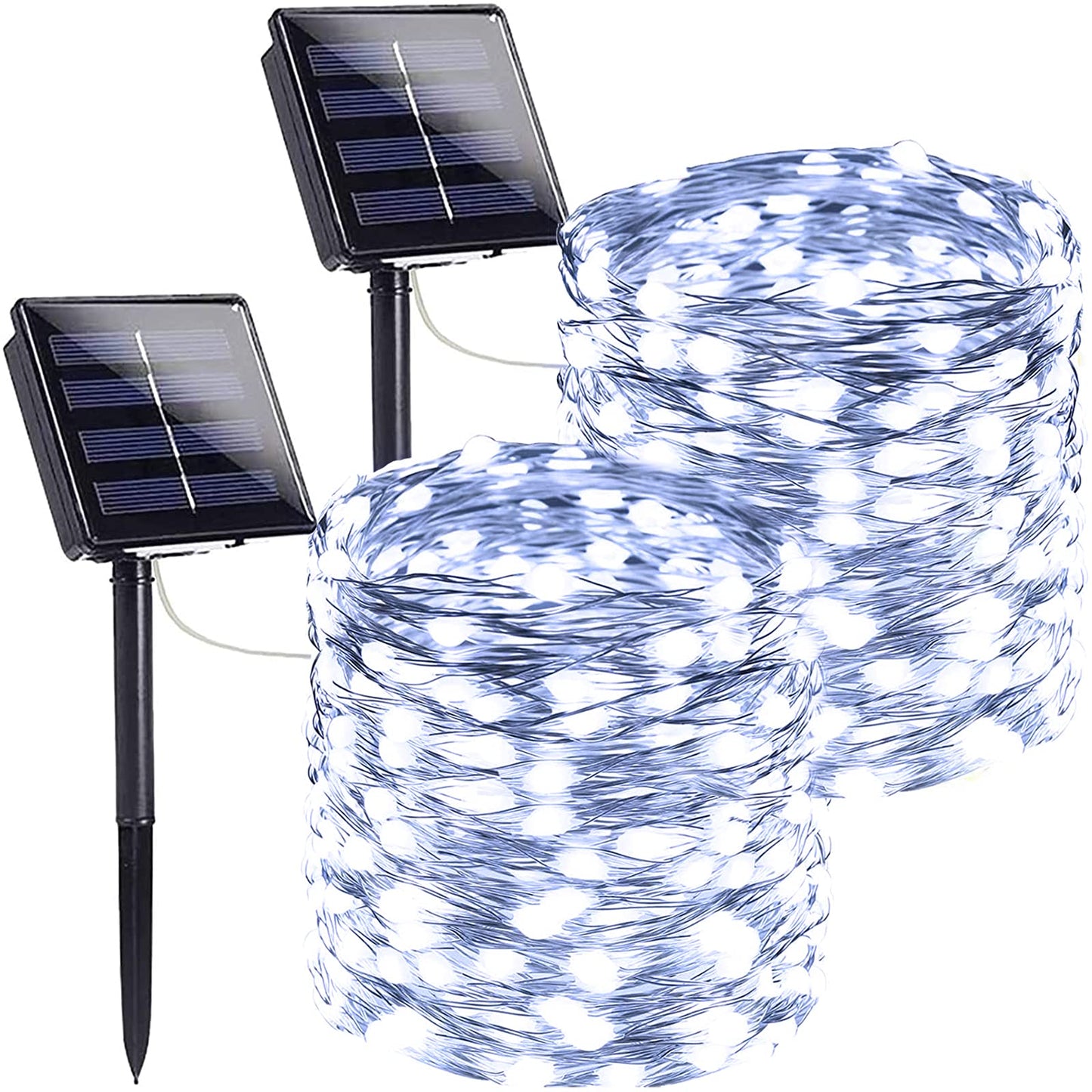 Extra-Long 144FT Solar String Lights Outdoor, 2 Pack 400LED Solar Fairy Lights for Outside Waterproof, Silver Wire 8 Lighting Modes Solar Twinkle Lights for Tree Garden Party Xmas Decor (Cool White)