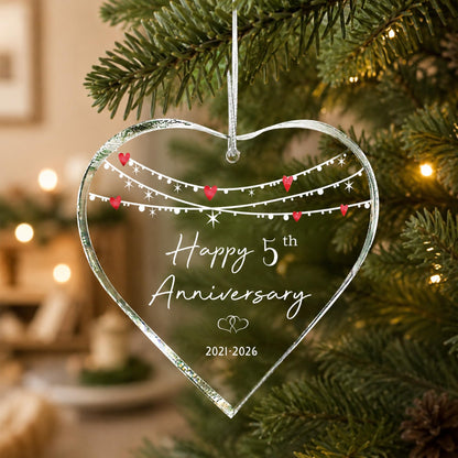 ZUNON 5th Anniversary Ornaments Gifts for Couple 2026 Wedding Gifts for Wife or Husband Decoration 3" Ornament (5th