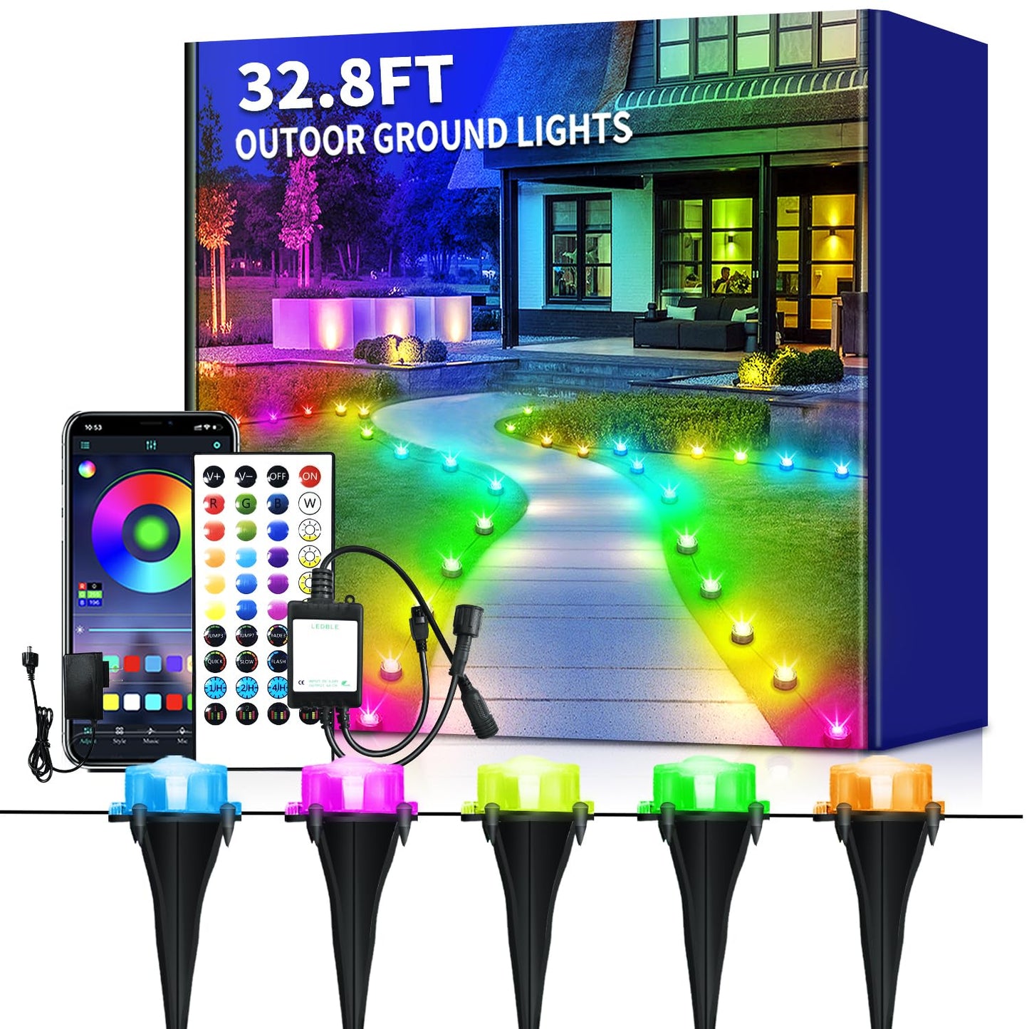 Rroetxi 32.8FT Permanent Outdoor Light, IP67 Waterproof LED Eaves Light, App/Remote Control Christmas Lights, Suitable for House，Patio Decor Garden Party Festival Decoration