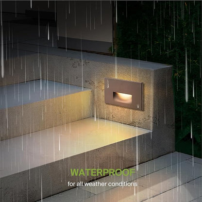 ASD LED Recessed Step Light Fixture, Outdoor & Indoor Stair Tread Lighting | 3CCT, Dimmable, Waterproof, ETL Listed | 3W 120LM 3000K-5000K 120V | Staircase Hardwired Illumination | Dark Bronze, 4 Pack