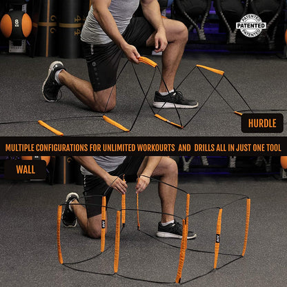 ALPHAWORX Agility Ladder, Agility Training Equipment, Soccer Speed Ladder, Football Footwork Ladder, Workout Ladder for Kid Adult, Foldable Instant Set-up & Tangle-Free & Carry Bag (4 Rung * 3)