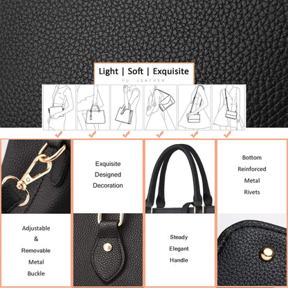 CHICAROUSAL Purses and Handbags for Women Leather Crossbody Bags Women's Tote Shoulder Bag (Black cc)