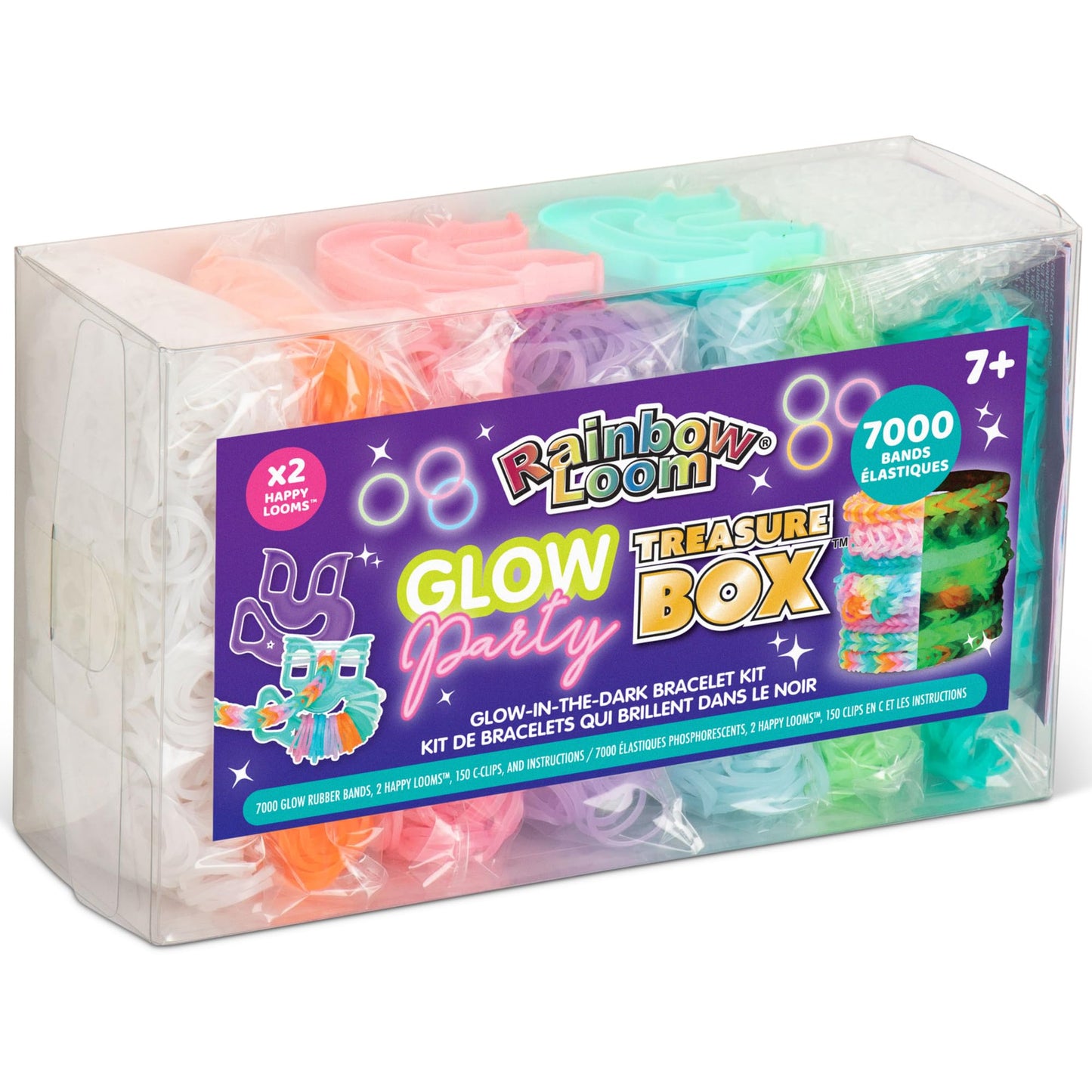 Rainbow Loom: Treasure Box - Glow-in-The-Dark Edition - DIY Bands Jewelry Kit, 7000 Glow Rubber Bands, 2 Happy Looms, Crafting Activity, Kids Ages 7+