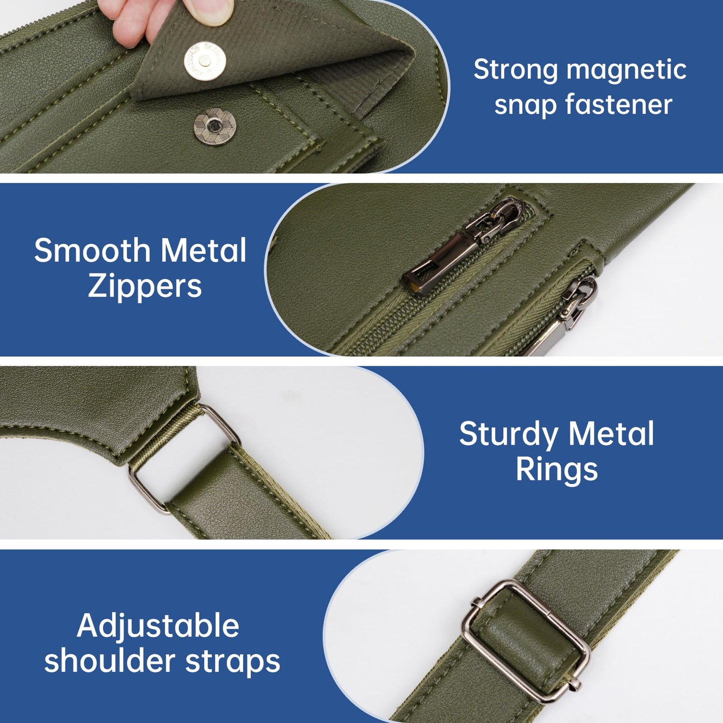 Pawbena Double Shoulder Armpit Bag for Men, Anti-Theft Underarm Shoulder Holster Bag with Adjustable Strap, Hidden Phone Wallet Pocket for Travel & Daily Commute (Army Green)