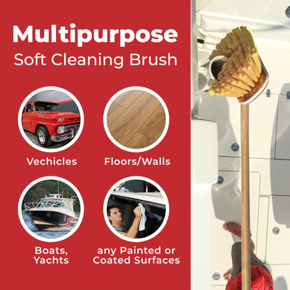 Shurhold 1960 Marine Mate 6 Inch Soft Bristle Brush with 48 Inch Handle