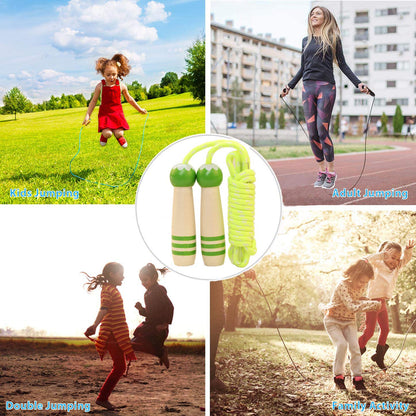 Jump Rope Kids, 7ft Adjustable Cotton Skipping Rope with Wooden Handle for Boys and Girls Fitness Outdoor Exercise
